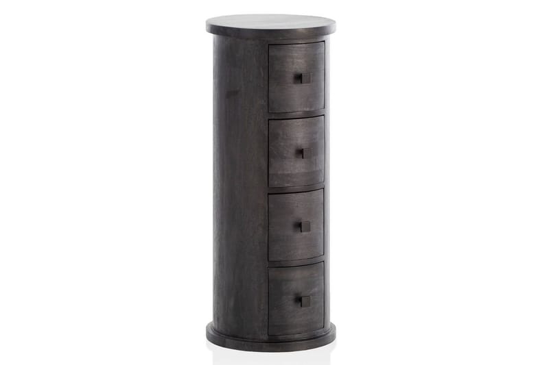 Sideboard Wohnling Runt massivt trä lantlig stil Svart, 4 lådor - Svart, 4 lådor - Möbler - Vardagsrum - Soffbord & vardagsrumsbord - Avlastningsbord & konsolbord