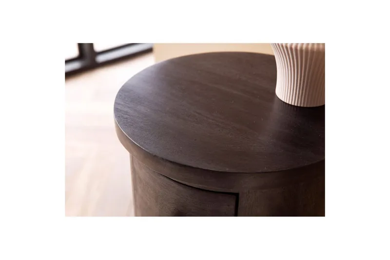 Sideboard Wohnling Runt massivt trä lantlig stil Svart, 4 lådor - Svart, 4 lådor - Möbler - Vardagsrum - Soffbord & vardagsrumsbord - Avlastningsbord & konsolbord