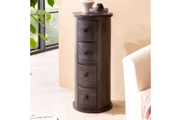Sideboard Wohnling Runt massivt trä lantlig stil Svart, 4 lådor - Svart, 4 lådor - Möbler - Vardagsrum - Soffbord & vardagsrumsbord - Avlastningsbord & konsolbord