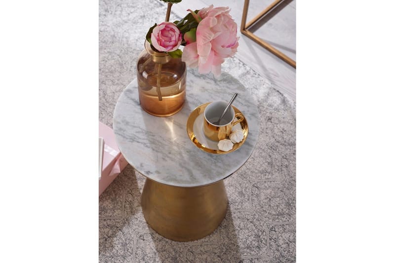 Sido bord Wohnling Äkta marmor rund 35 cm gyllene bas modern - Möbler - Vardagsrum - Soffbord & vardagsrumsbord - Brickbord