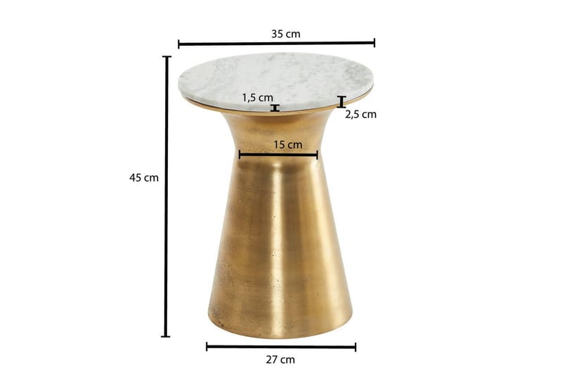 Sido bord Wohnling Äkta marmor rund 35 cm gyllene bas modern - Möbler - Vardagsrum - Soffbord & vardagsrumsbord - Brickbord