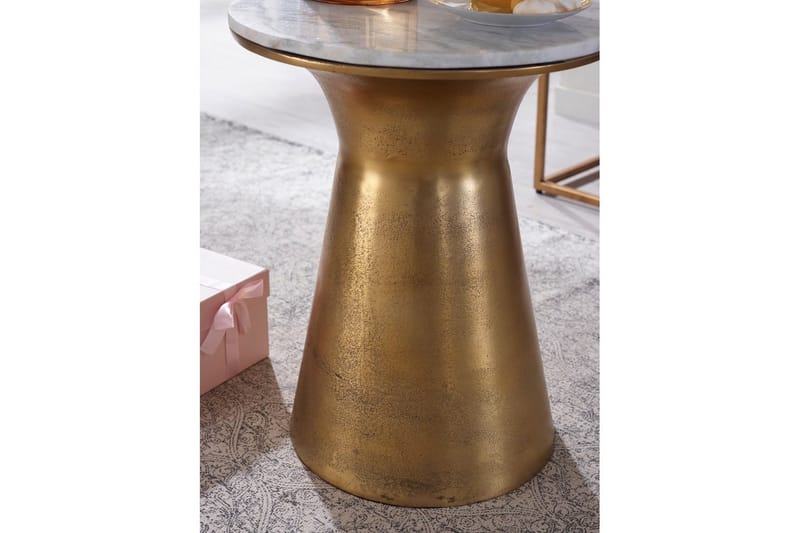 Sido bord Wohnling Äkta marmor rund 35 cm gyllene bas modern - Möbler - Vardagsrum - Soffbord & vardagsrumsbord - Brickbord