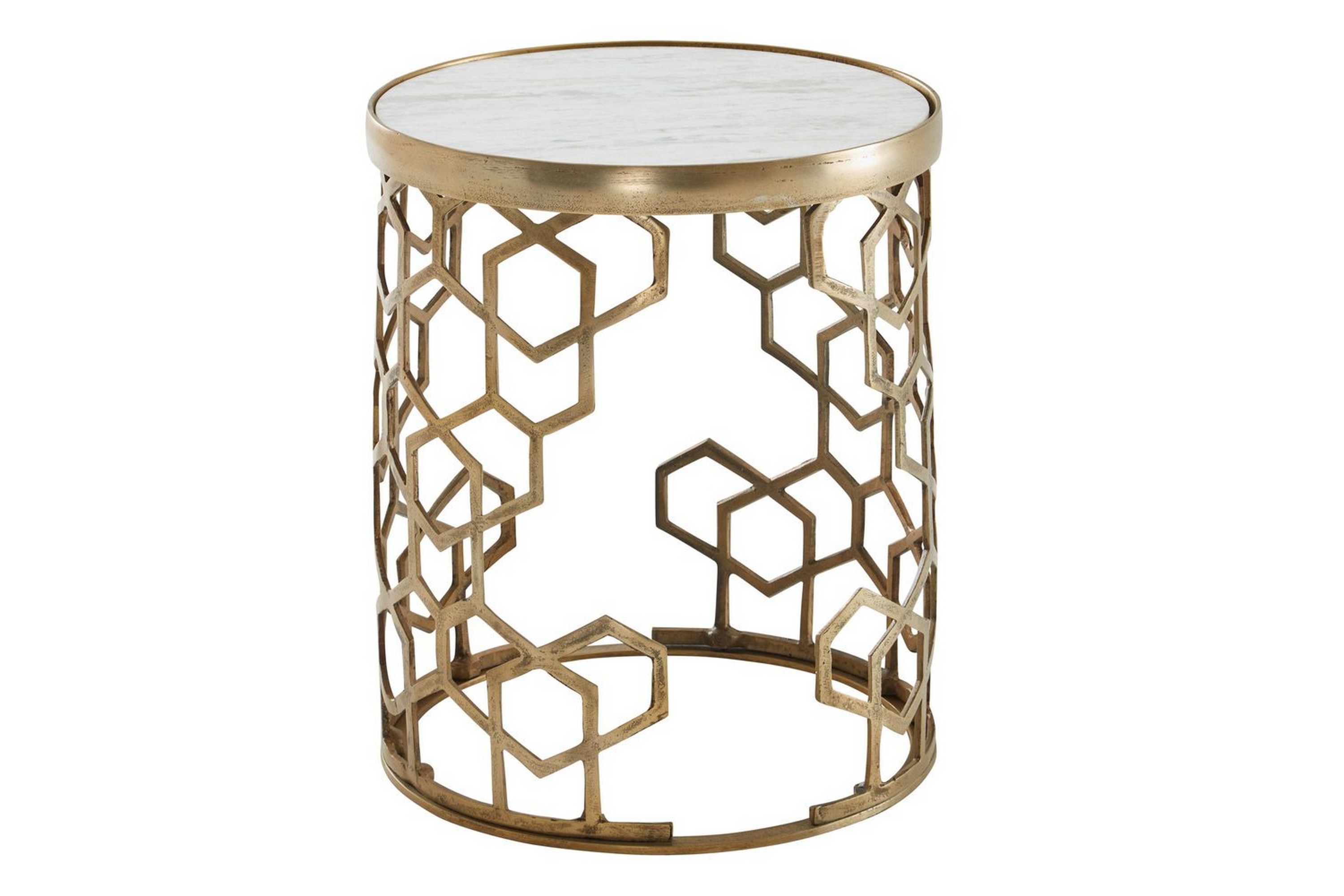 sido bord wohnling äkta marmor rund 44 cm honungskake-optik bas modern -