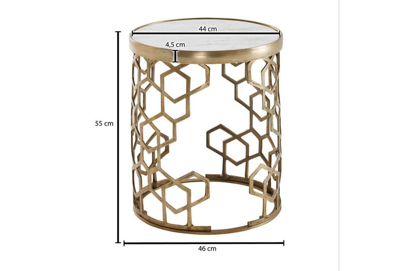 Sido bord Wohnling Äkta marmor rund 44 cm honungskake-optik bas modern - Möbler - Vardagsrum - Soffbord & vardagsrumsbord - Brickbord
