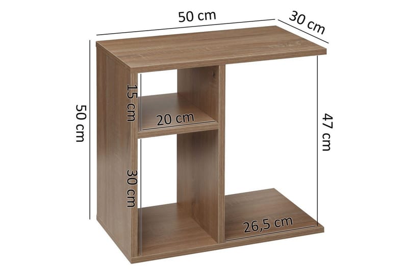 Sido bord Wohnling folierad spånskiva 50 cm, modern loftstil Sonoma - Sonoma - Möbler - Vardagsrum - Soffbord & vardagsrumsbord - Brickbord