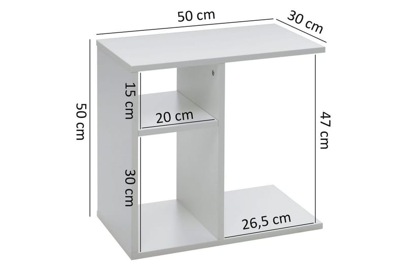 Sido bord Wohnling folierad spånskiva 50 cm, modern loftstil Vit - Vit - Möbler - Vardagsrum - Soffbord & vardagsrumsbord - Brickbord