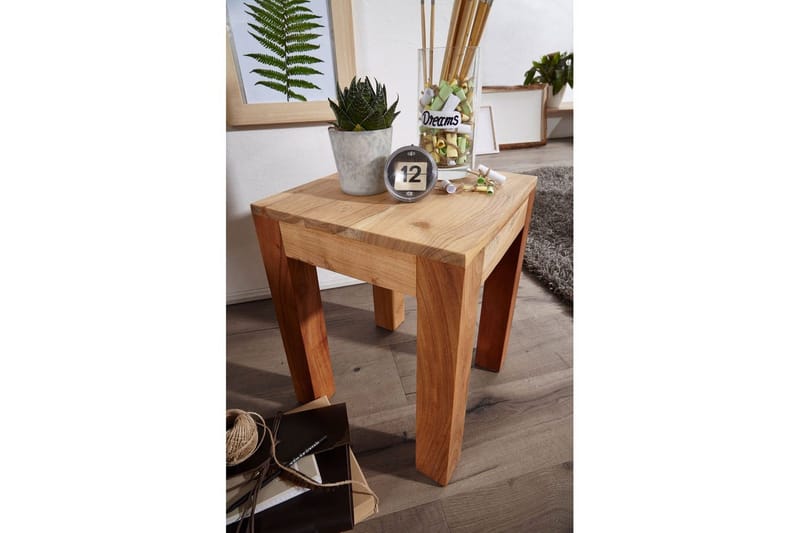 Sido bord Wohnling massivt trä 35x35cm med träben, lantlig stil Akacia - Akacia - Möbler - Vardagsrum - Soffbord & vardagsrumsbord - Brickbord