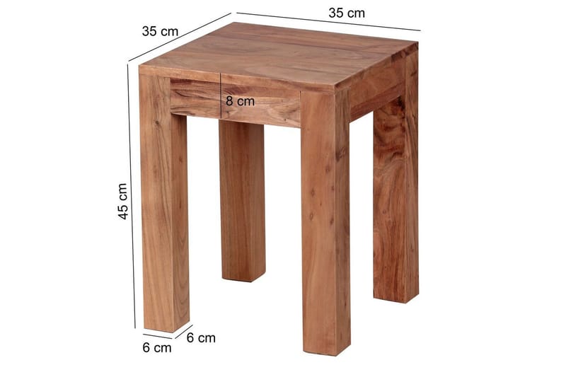 Sido bord Wohnling massivt trä 35x35cm med träben, lantlig stil Akacia - Akacia - Möbler - Vardagsrum - Soffbord & vardagsrumsbord - Brickbord