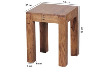 Sido bord Wohnling massivt trä 35x35cm med träben, lantlig stil Rosenträ - Rosenträ - Möbler - Vardagsrum - Soffbord & vardagsrumsbord - Brickbord