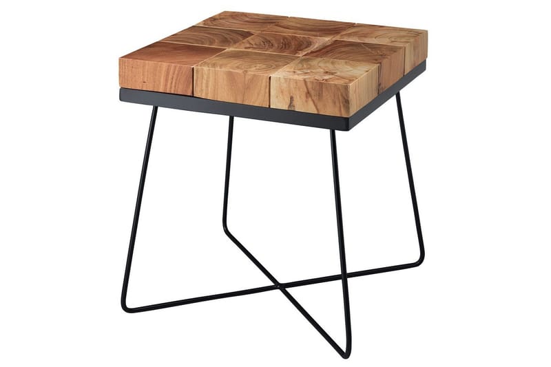 Sido bord Wohnling Massivt trä Blockstil Pulverlackerad metallram Industriell