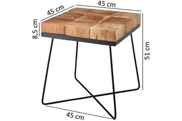 Sido bord Wohnling Massivt trä Blockstil Pulverlackerad metallram Industriell - Möbler - Vardagsrum - Soffbord & vardagsrumsbord - Brickbord