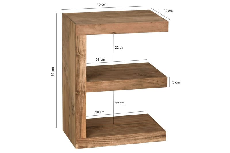Sido bord Wohnling Massivt trä, E-kub, lantlig stil Akacia - Akacia - Möbler - Vardagsrum - Soffbord & vardagsrumsbord - Brickbord