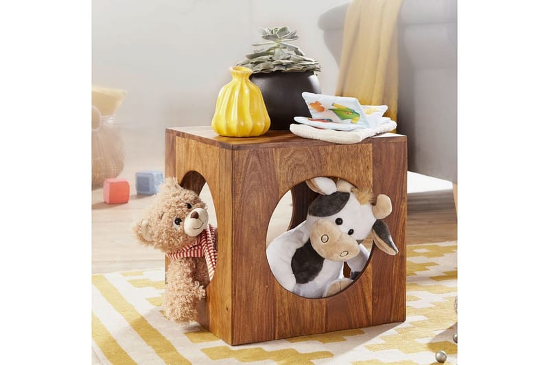 Sido bord Wohnling Massivt trä kub förvaringsutrymme lantstil - Möbler - Vardagsrum - Soffbord & vardagsrumsbord - Brickbord