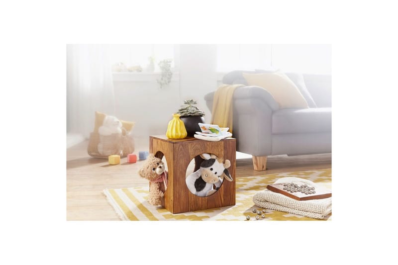 Sido bord Wohnling Massivt trä kub förvaringsutrymme lantstil - Möbler - Vardagsrum - Soffbord & vardagsrumsbord - Brickbord