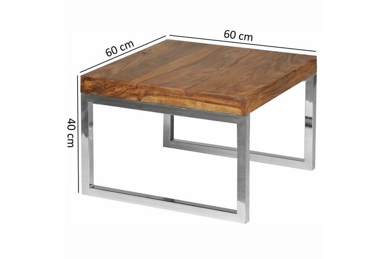 Sido bord Wohnling massivt trä, kvadratisk med metallkromben, herrgårdsstil 60x60 cm - 60x60 cm - Möbler - Vardagsrum - Soffbord & vardagsrumsbord - Brickbord