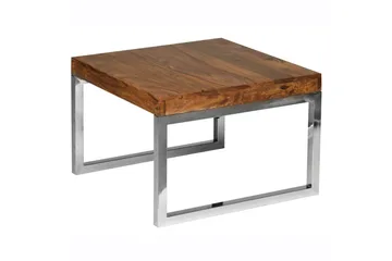 Sido bord Wohnling massivt trä, kvadratisk med metallkromben, herrgårdsstil 60x60 cm - 60x60 cm - Möbler - Vardagsrum - Soffbord & vardagsrumsbord - Brickbord