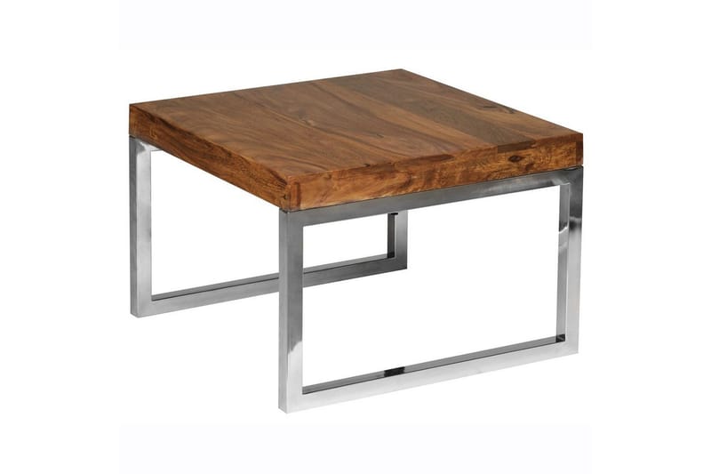 Sido bord Wohnling massivt trä, kvadratisk med metallkromben, herrgårdsstil 60x60 cm - 60x60 cm - Möbler - Vardagsrum - Soffbord & vardagsrumsbord - Brickbord