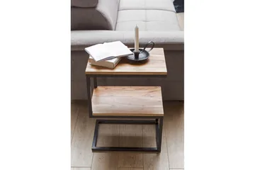 Sido bord Wohnling Massivt trä, S Cube, metallram i lantlig stil Akacia - Akacia - Möbler - Vardagsrum - Soffbord & vardagsrumsbord - Brickbord