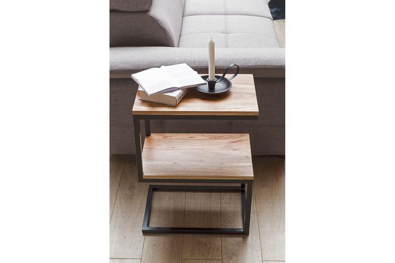 Sido bord Wohnling Massivt trä, S Cube, metallram i lantlig stil Akacia - Akacia - Möbler - Vardagsrum - Soffbord & vardagsrumsbord - Brickbord