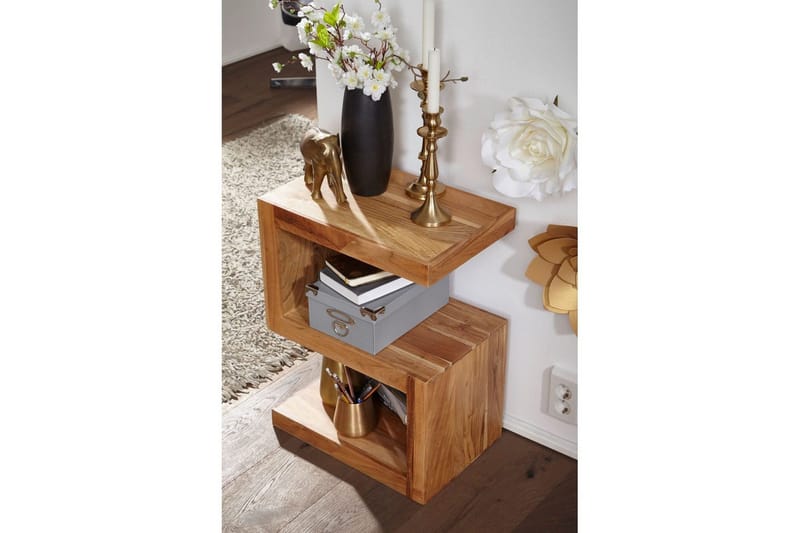 Sido bord Wohnling Massivt trä, S-kub, lantlig stil Akacia - Akacia - Möbler - Vardagsrum - Soffbord & vardagsrumsbord - Brickbord