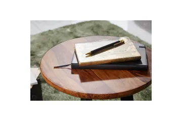 Sido bord Wohnling massivt trä svart metallram rund 35 cm, industriell loftstil 45 cm - 45 cm - Möbler - Vardagsrum - Soffbord & vardagsrumsbord - Brickbord