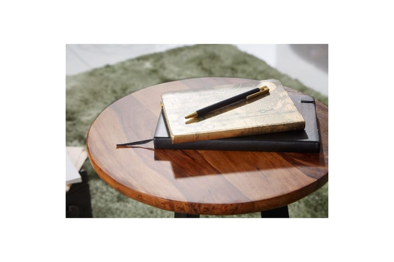 Sido bord Wohnling massivt trä svart metallram rund 35 cm, industriell loftstil 45 cm - 45 cm - Möbler - Vardagsrum - Soffbord & vardagsrumsbord - Brickbord