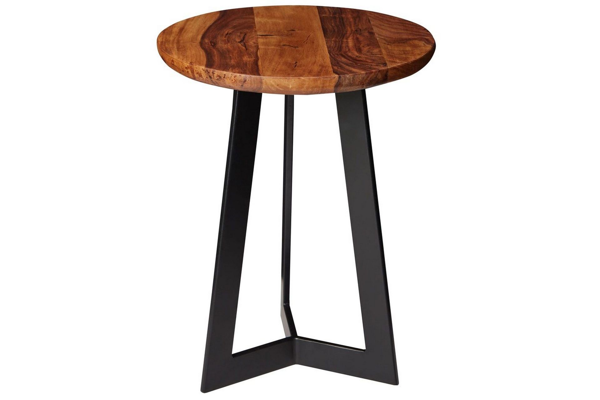 Sido bord Wohnling massivt tr&auml; svart metallram rund 35 cm, industriell loftstil 45 cm - 45 cm