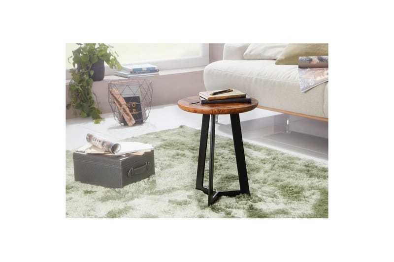 Sido bord Wohnling massivt trä svart metallram rund 35 cm, industriell loftstil 45 cm - 45 cm - Möbler - Vardagsrum - Soffbord & vardagsrumsbord - Brickbord