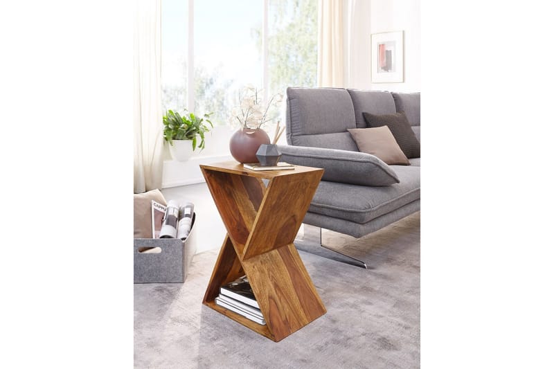 Sido bord Wohnling Massivt trä X-form med förvaringsutrymme lantlig stil - Möbler - Vardagsrum - Soffbord & vardagsrumsbord - Brickbord