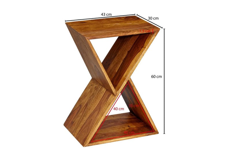 Sido bord Wohnling Massivt trä X-form med förvaringsutrymme lantlig stil - Möbler - Vardagsrum - Soffbord & vardagsrumsbord - Brickbord