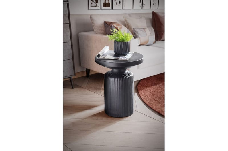 Sido bord Wohnling Metall Rund 40 cm Svart Hamrad Look Industriell - Möbler - Vardagsrum - Soffbord & vardagsrumsbord - Brickbord