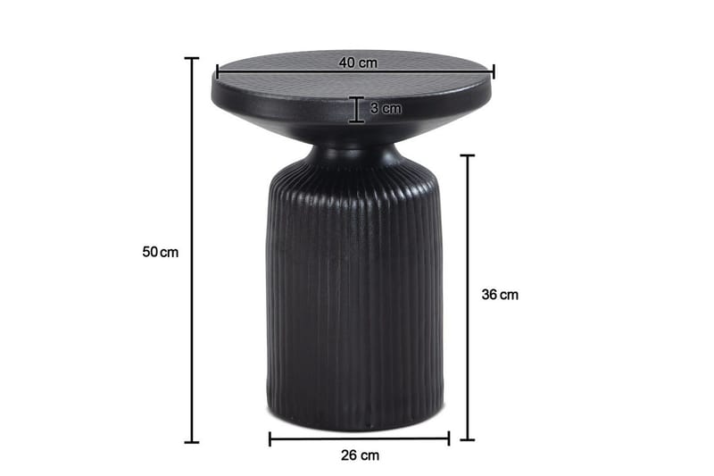 Sido bord Wohnling Metall Rund 40 cm Svart Hamrad Look Industriell - Möbler - Vardagsrum - Soffbord & vardagsrumsbord - Brickbord