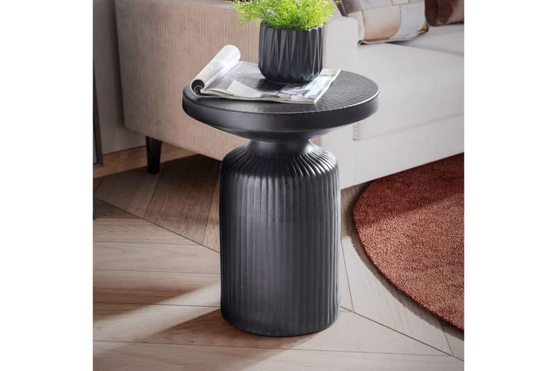 Sido bord Wohnling Metall Rund 40 cm Svart Hamrad Look Industriell - Möbler - Vardagsrum - Soffbord & vardagsrumsbord - Brickbord