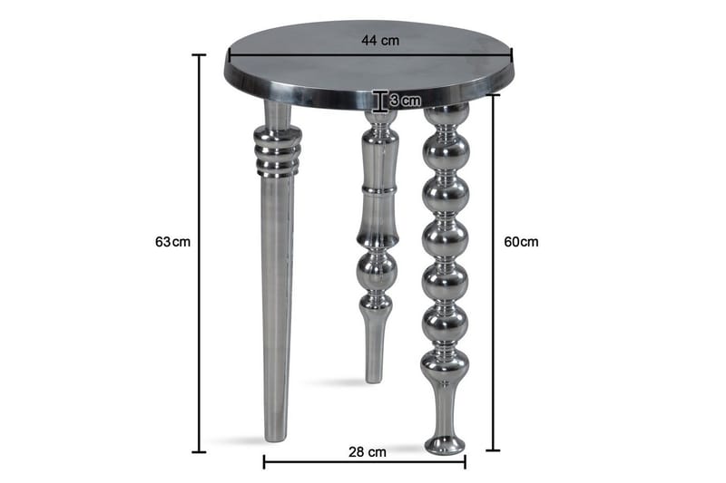 Sido bord Wohnling Metall Rund 44 cm med 3 Olika Ben Modern - Möbler - Vardagsrum - Soffbord & vardagsrumsbord - Brickbord