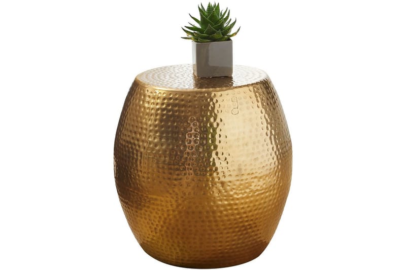 Sido bord Wohnling rund 30 cm, 42 cm höjd, aluminium med hamrat utseende, orientalisk stil Guld - Guld - Möbler - Vardagsrum - Soffbord & vardagsrumsbord - Brickbord