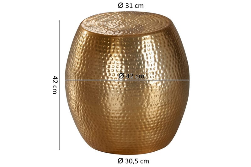 Sido bord Wohnling rund 30 cm, 42 cm höjd, aluminium med hamrat utseende, orientalisk stil Guld - Guld - Möbler - Vardagsrum - Soffbord & vardagsrumsbord - Brickbord