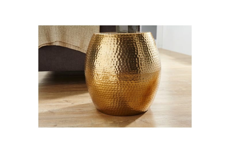 Sido bord Wohnling rund 30 cm, 42 cm höjd, aluminium med hamrat utseende, orientalisk stil Guld - Guld - Möbler - Vardagsrum - Soffbord & vardagsrumsbord - Brickbord