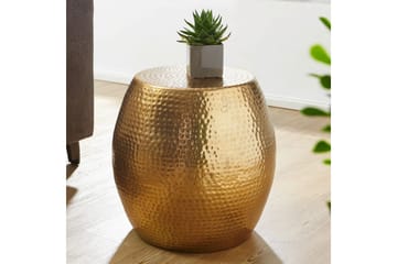 Sido bord Wohnling rund 30 cm, 42 cm höjd, aluminium med hamrat utseende, orientalisk stil Guld - Guld - Möbler - Vardagsrum - Soffbord & vardagsrumsbord - Brickbord