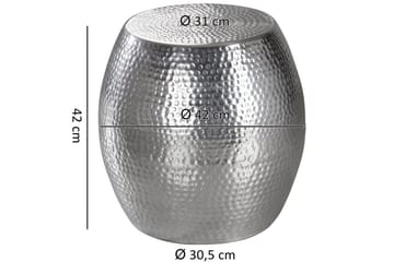 Sido bord Wohnling rund 30 cm, 42 cm höjd, aluminium med hamrat utseende, orientalisk stil Silver - Silver - Möbler - Vardagsrum - Soffbord & vardagsrumsbord - Brickbord