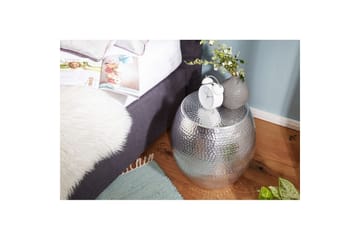 Sido bord Wohnling rund 30 cm, 42 cm höjd, aluminium med hamrat utseende, orientalisk stil Silver - Silver - Möbler - Vardagsrum - Soffbord & vardagsrumsbord - Brickbord