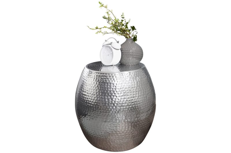 Sido bord Wohnling rund 30 cm, 42 cm höjd, aluminium med hamrat utseende, orientalisk stil Silver - Silver - Möbler - Vardagsrum - Soffbord & vardagsrumsbord - Brickbord