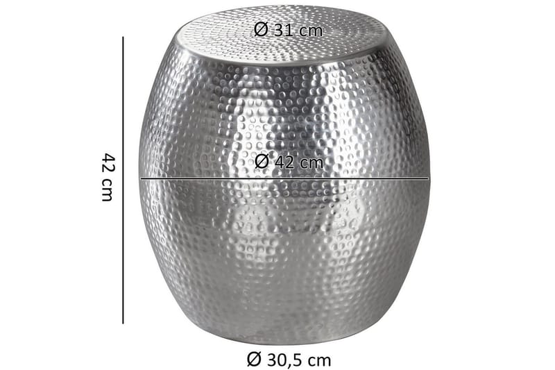 Sido bord Wohnling rund 30 cm, 42 cm höjd, aluminium med hamrat utseende, orientalisk stil Silver - Silver - Möbler - Vardagsrum - Soffbord & vardagsrumsbord - Brickbord