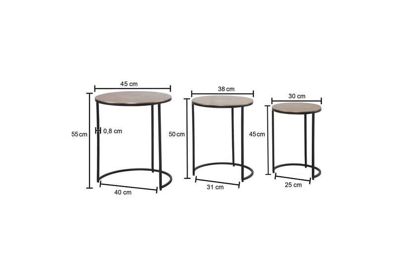 Sido bord Wohnling Set om 3 runda metallbord med filigrana metallben Industriell - Möbler - Vardagsrum - Soffbord & vardagsrumsbord - Satsbord