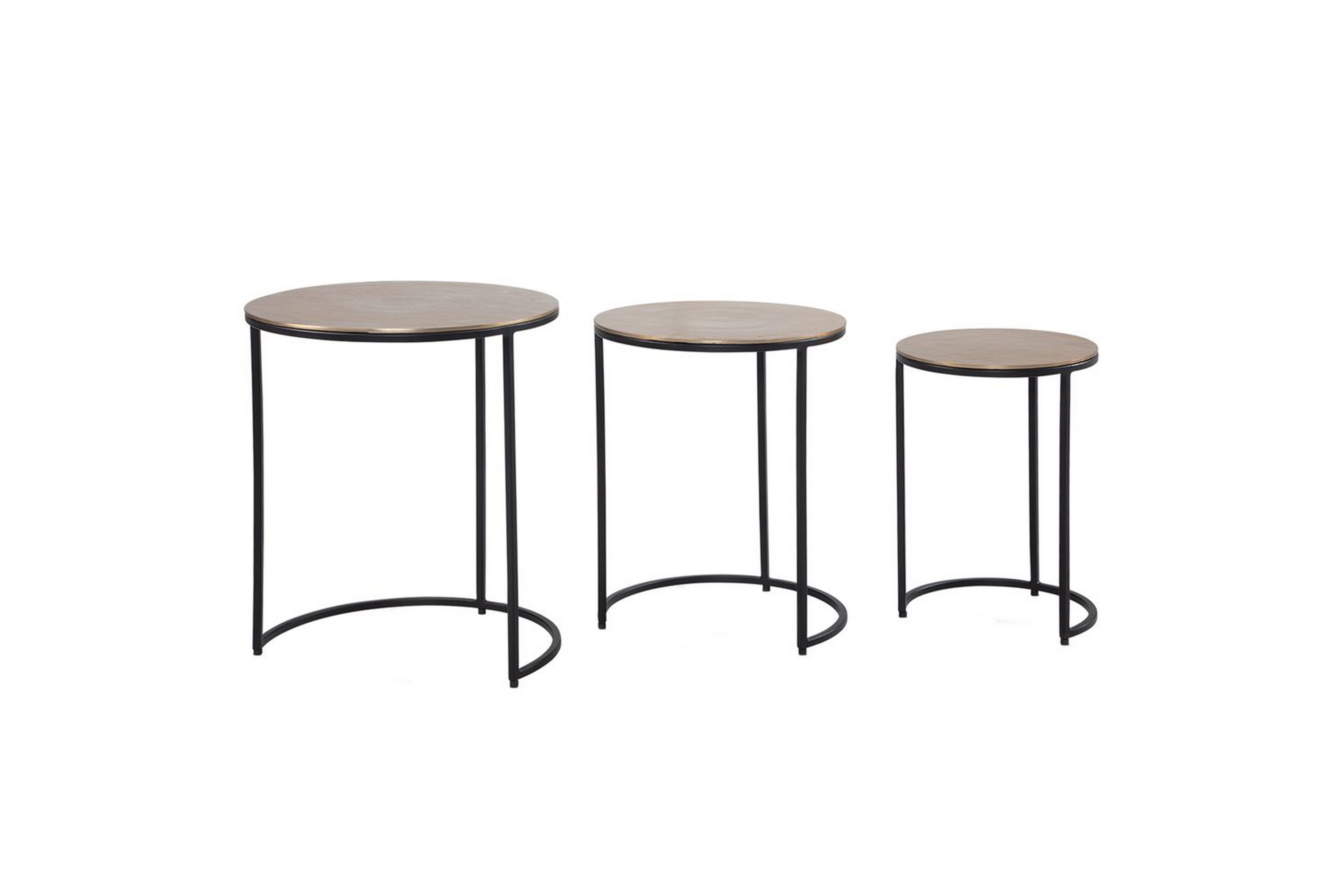 sido bord wohnling set om 3 runda metallbord med filigrana metallben industriell -