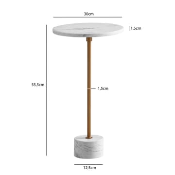 Aelros Sidobord 30 cm - vit marmor med grå ådring och guld - Möbler - Vardagsrum - Soffbord & vardagsrumsbord - Sidobord & lampbord - Piedestal & pelarbord