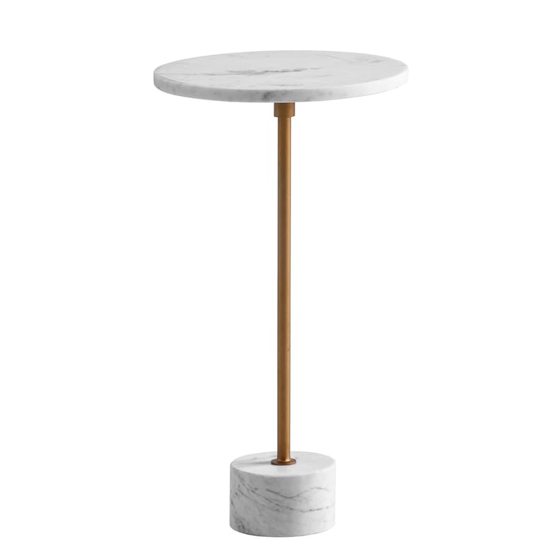 Aelros Sidobord 30 cm - vit marmor med grå ådring och guld - Möbler - Vardagsrum - Soffbord & vardagsrumsbord - Sidobord & lampbord - Piedestal & pelarbord