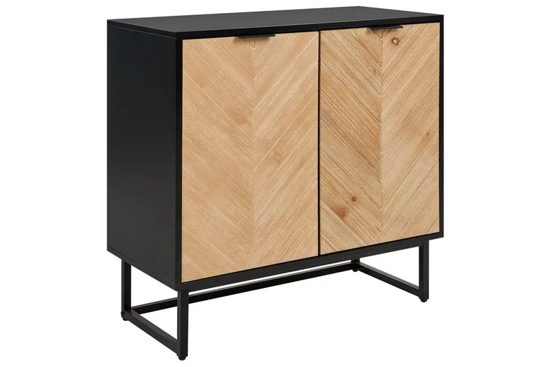 Sidobord Alaska Svart, ljust trä, Svart, ljust trä