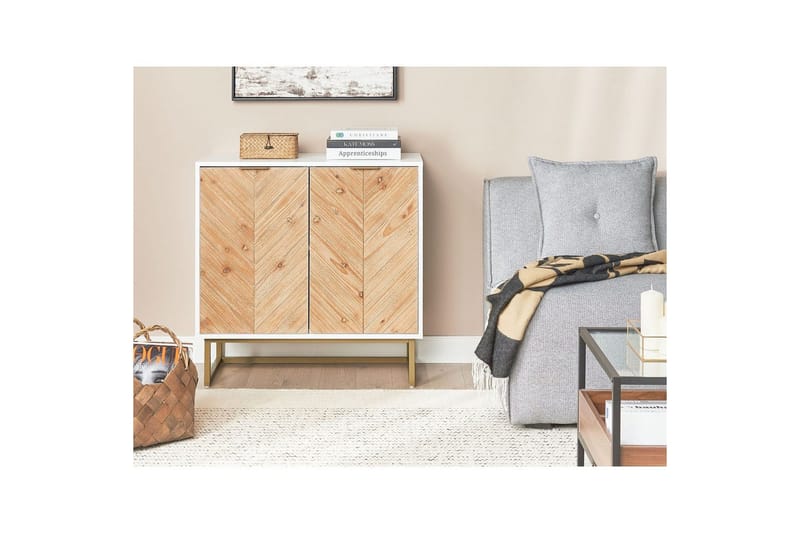 Sidobord Alaska Vit, ljust trä, guld - Vit, ljust trä, guld - Möbler - Vardagsrum - Soffbord & vardagsrumsbord - Brickbord