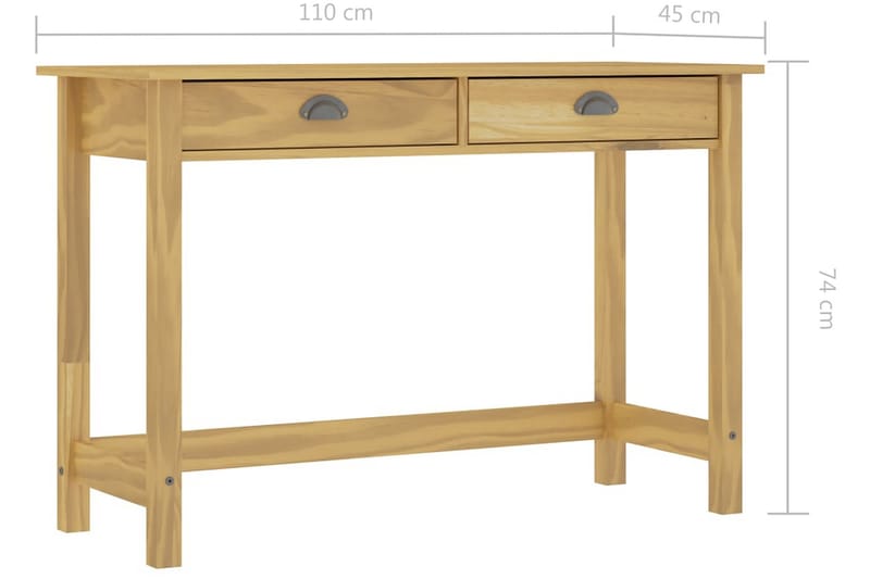 Avlastningsbord Hill Range med 2 lådor 110x45x74 cm furu - Brun - Möbler - Vardagsrum - Soffbord & vardagsrumsbord - Sidobord & lampbord