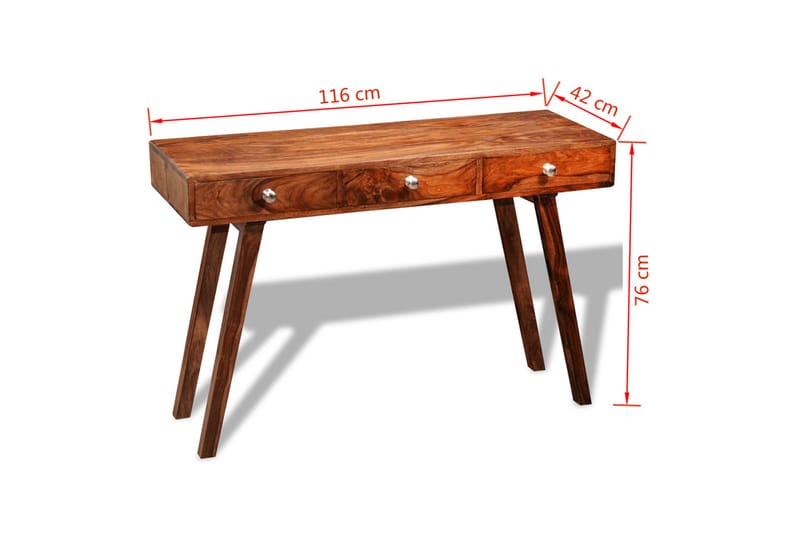 Avlastningsbord med 3 lådor 76 cm massivt sheshamträ - Brun - Möbler - Vardagsrum - Soffbord & vardagsrumsbord - Sidobord & lampbord